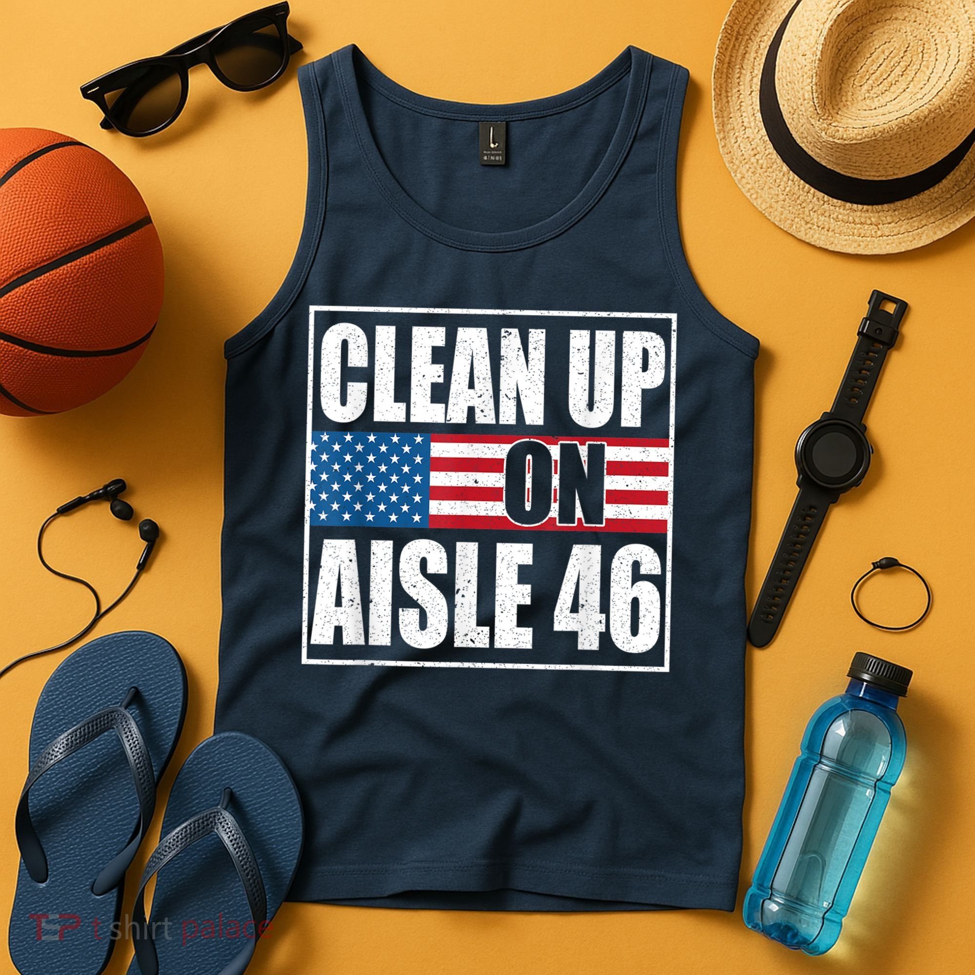 Clean Up On Aisle 46 American Flag Tank Top