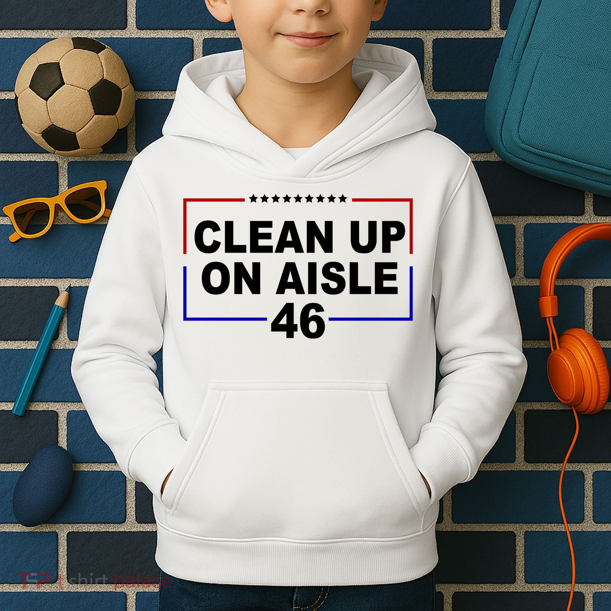 Clean Up On Aisle 46 Anti Biden Kids Hoodie