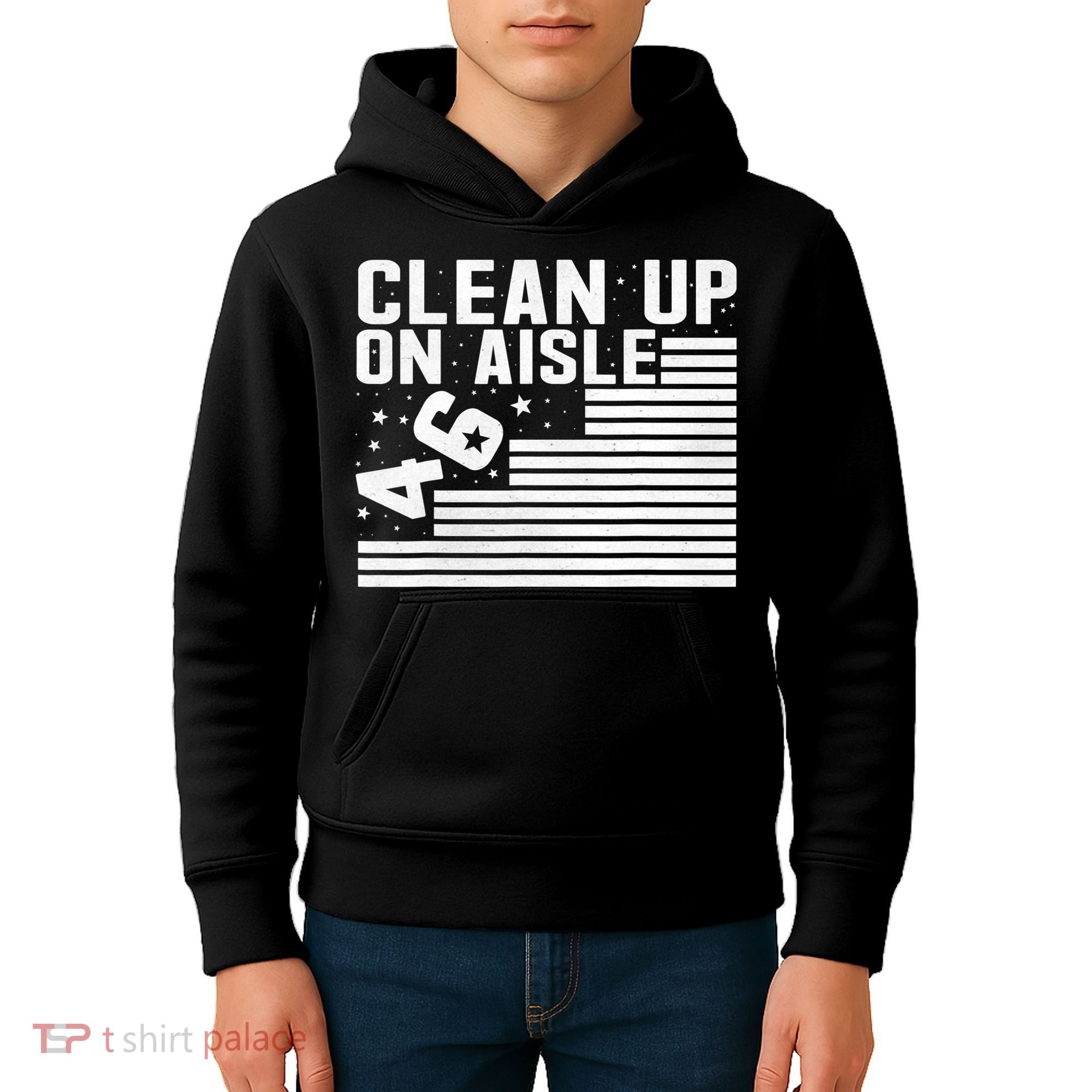 Clean Up On Aisle 46 Impeach Biden Sarcastic Anti Biden 86 46 Kids Hoodie