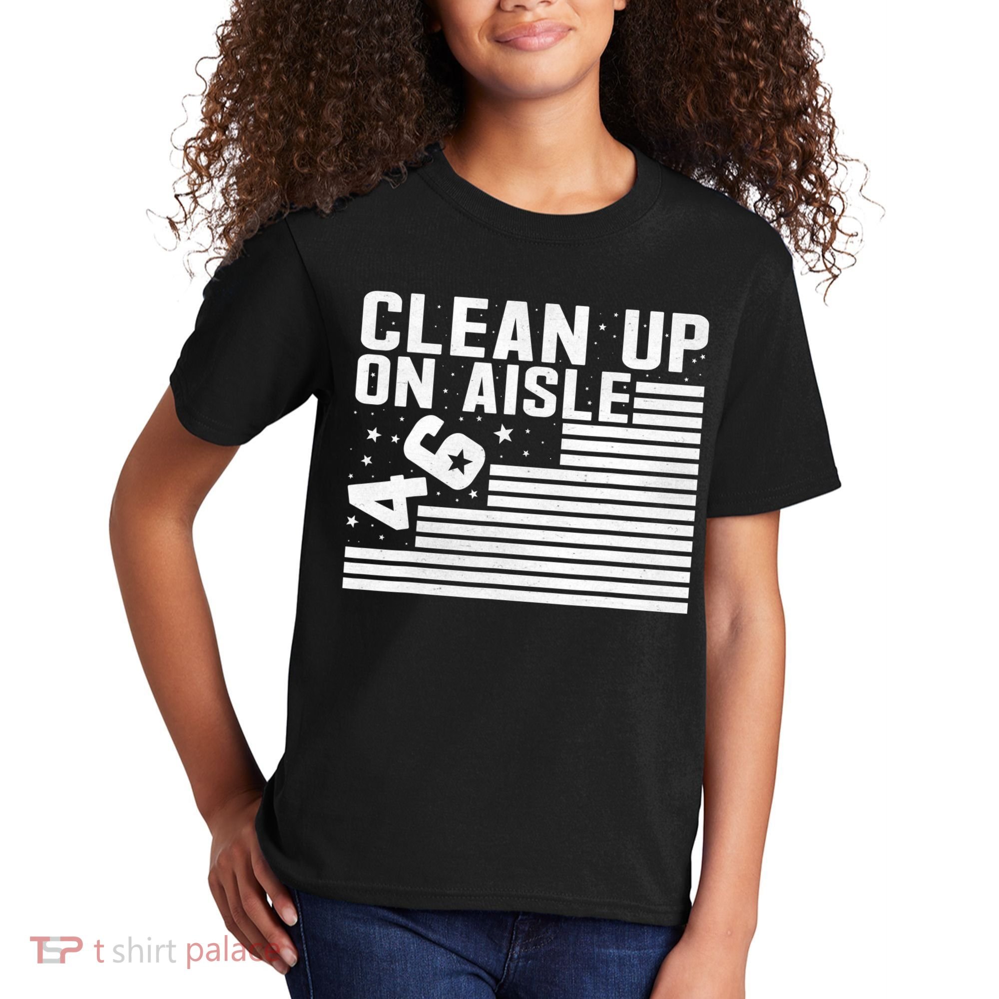Clean Up On Aisle 46 Impeach Biden Sarcastic Anti Biden 86 46 Kids T-Shirt