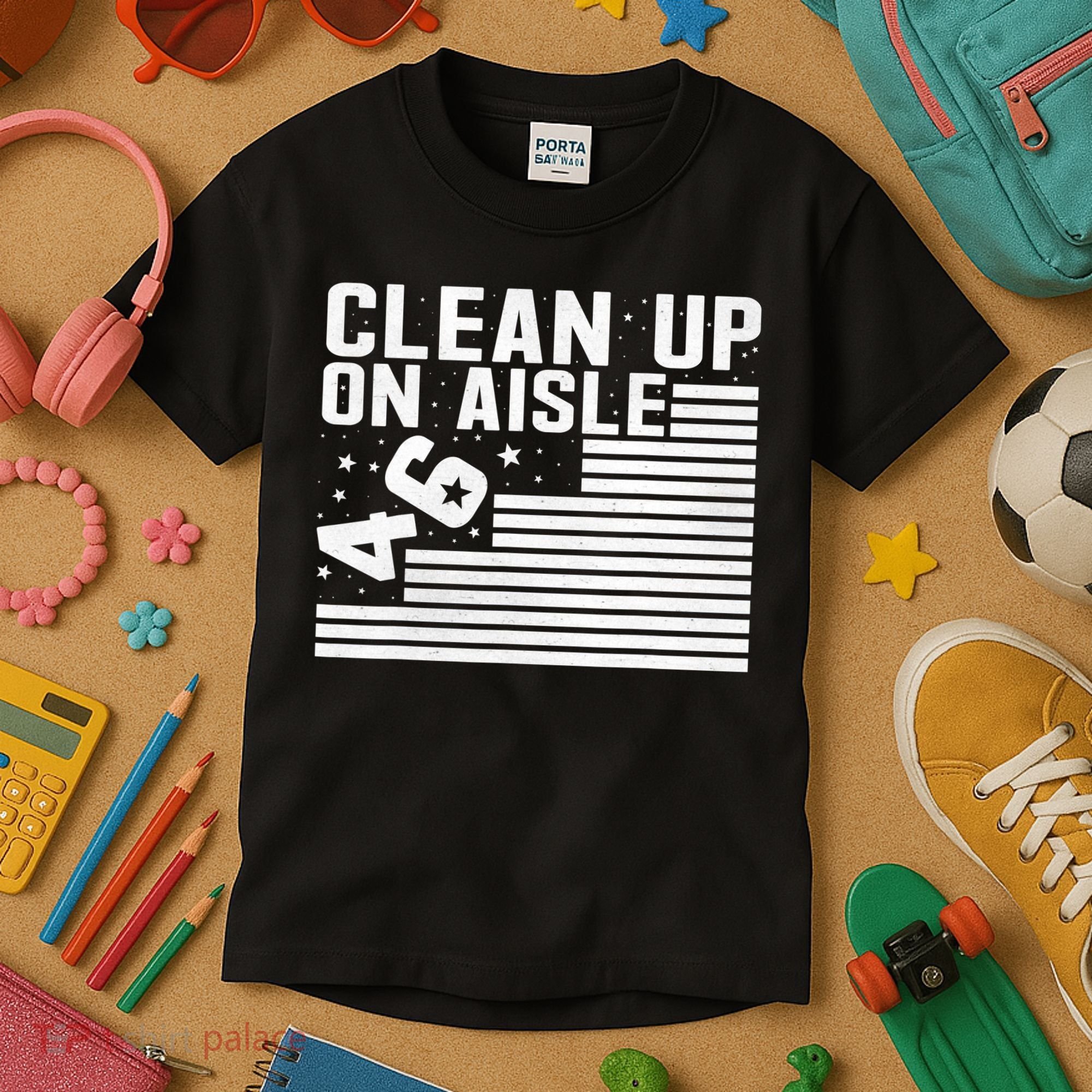 Clean Up On Aisle 46 Impeach Biden Sarcastic Anti Biden 86 46 Kids T-Shirt