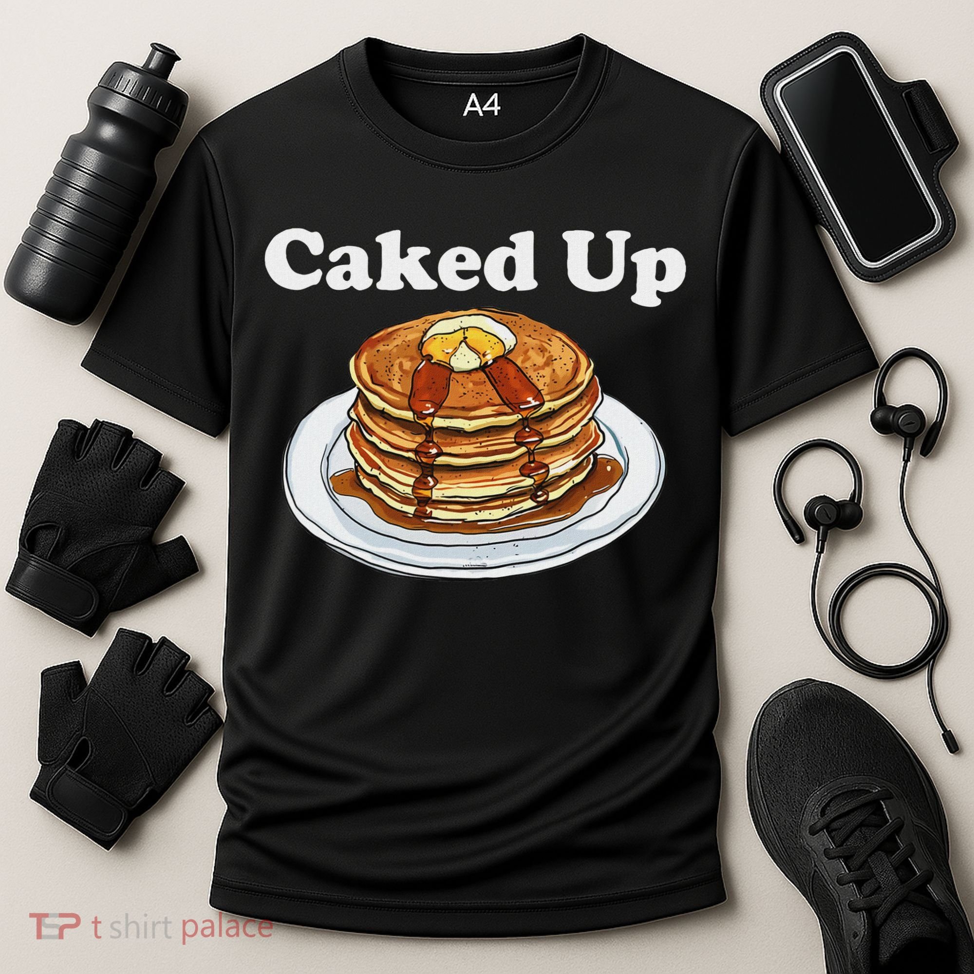 Caked Up Pancake Lover Sweet Breakfast Baking Cooling Performance Crew T-Shirt