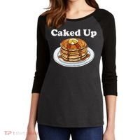 Caked Up Pancake Lover Sweet Breakfast Baking Women's Tri-Blend 3/4-Sleeve Raglan Shirt thumb 2
