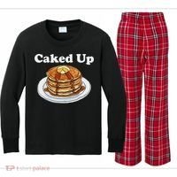 Caked Up Pancake Lover Sweet Breakfast Baking Kids Long Sleeve Plaid Pajama Set thumb 0