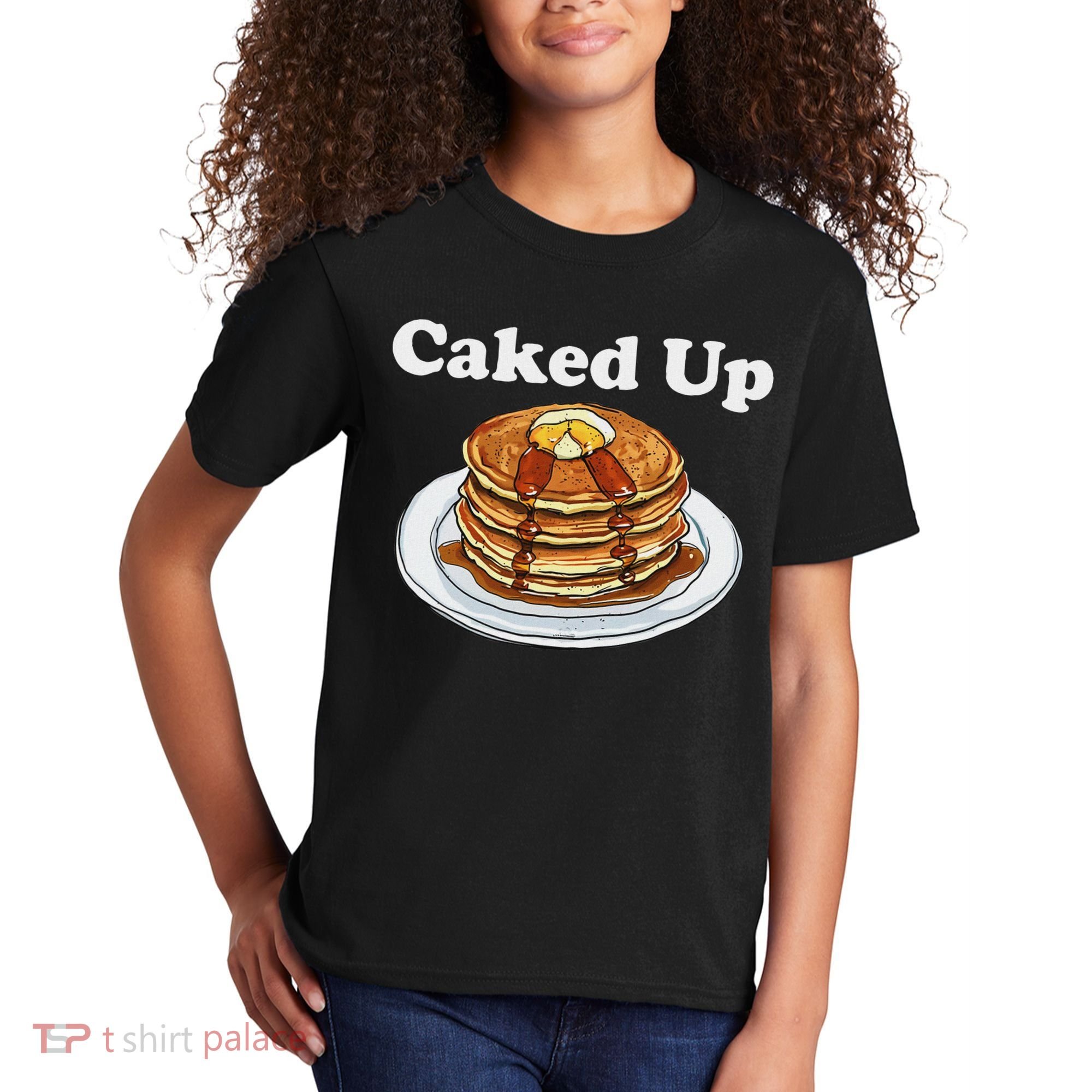 Caked Up Pancake Lover Sweet Breakfast Baking Kids T-Shirt