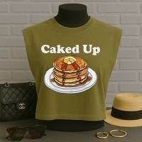 Caked Up Pancake Lover Sweet Breakfast Baking Garment-Dyed Women's Muscle Tee thumb 3