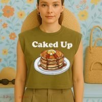 Caked Up Pancake Lover Sweet Breakfast Baking Garment-Dyed Women's Muscle Tee thumb 4