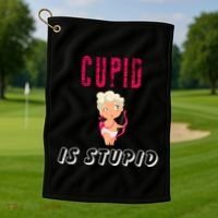 Cupid Is Stupid Golf Towel thumb 1