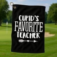 Cupid's Favorite Teacher Golf Towel thumb 1