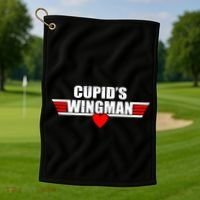 Cupid's Wingman Valentine's Day Golf Towel thumb 1