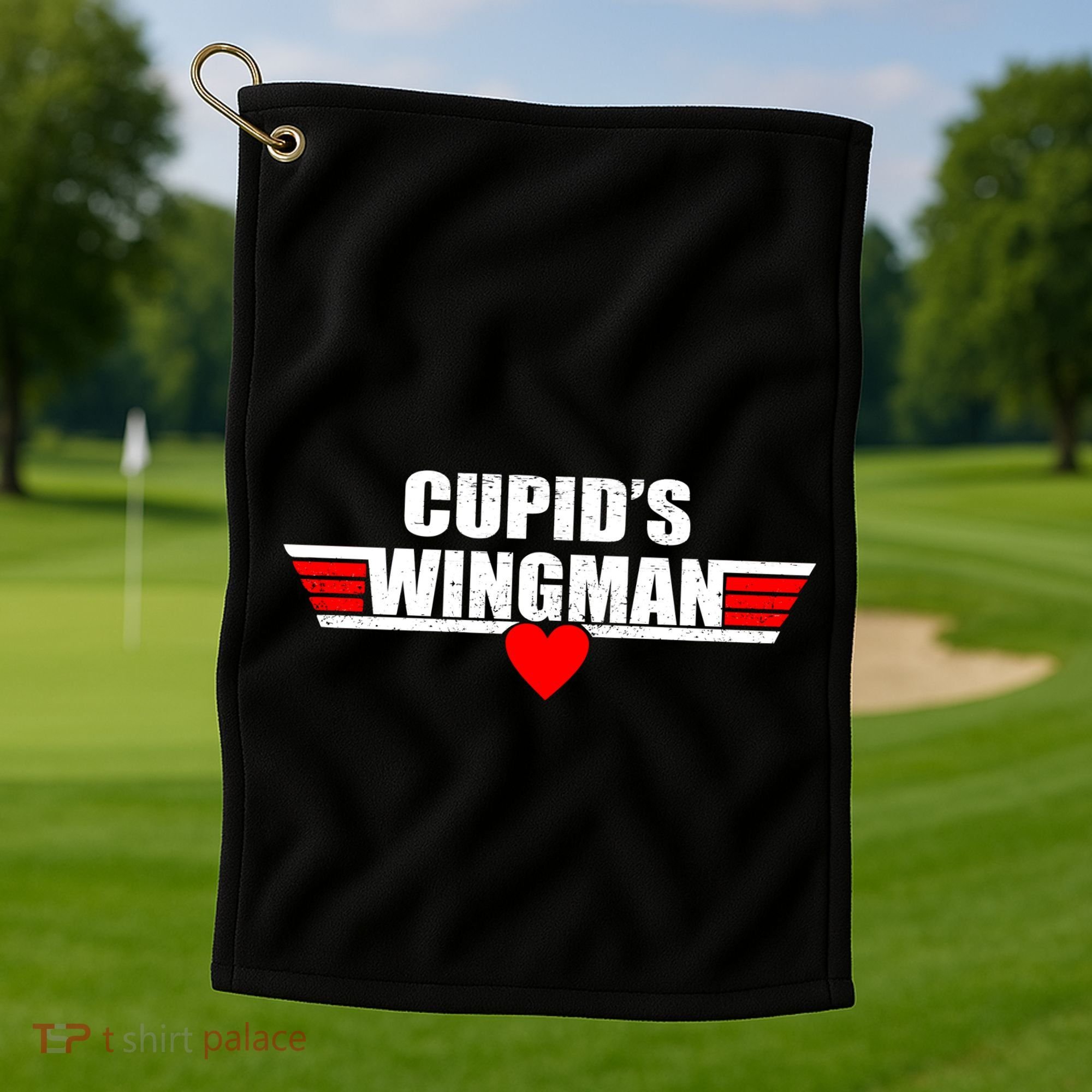 Cupid's Wingman Valentine's Day Golf Towel