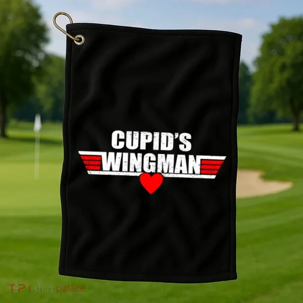 Cupid's Wingman Valentine's Day Golf Towel