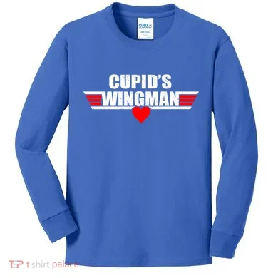 Cupid's Wingman Valentine's Day Kids Long Sleeve Shirt