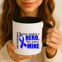 Cure Colon Cancer Heaven Needed A Hero Coffee Mug thumb 3