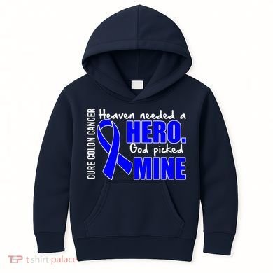 Cure Colon Cancer Heaven Needed A Hero Kids Hoodie