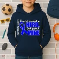 Cure Colon Cancer Heaven Needed A Hero Kids Hoodie thumb 2