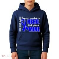Cure Colon Cancer Heaven Needed A Hero Kids Hoodie thumb 4