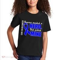 Cure Colon Cancer Heaven Needed A Hero Kids T-Shirt thumb 2