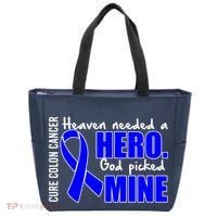 Cure Colon Cancer Heaven Needed A Hero Tote Bag thumb 0