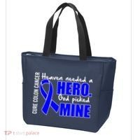 Cure Colon Cancer Heaven Needed A Hero Tote Bag thumb 3
