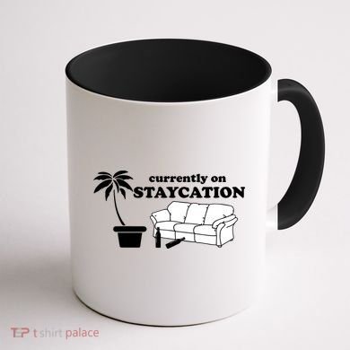 Currently On Staycation Funny Vacation Coffee Mug back