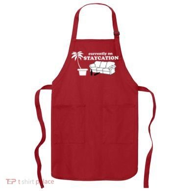 Currently On Staycation Funny Vacation Apron