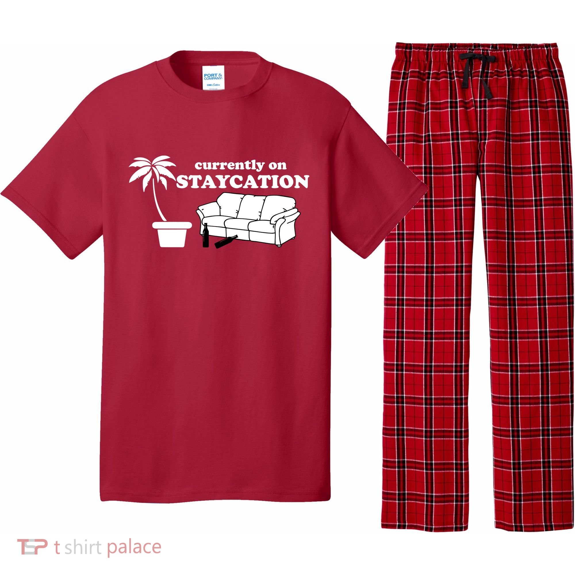 Currently On Staycation Funny Vacation Pajama Set