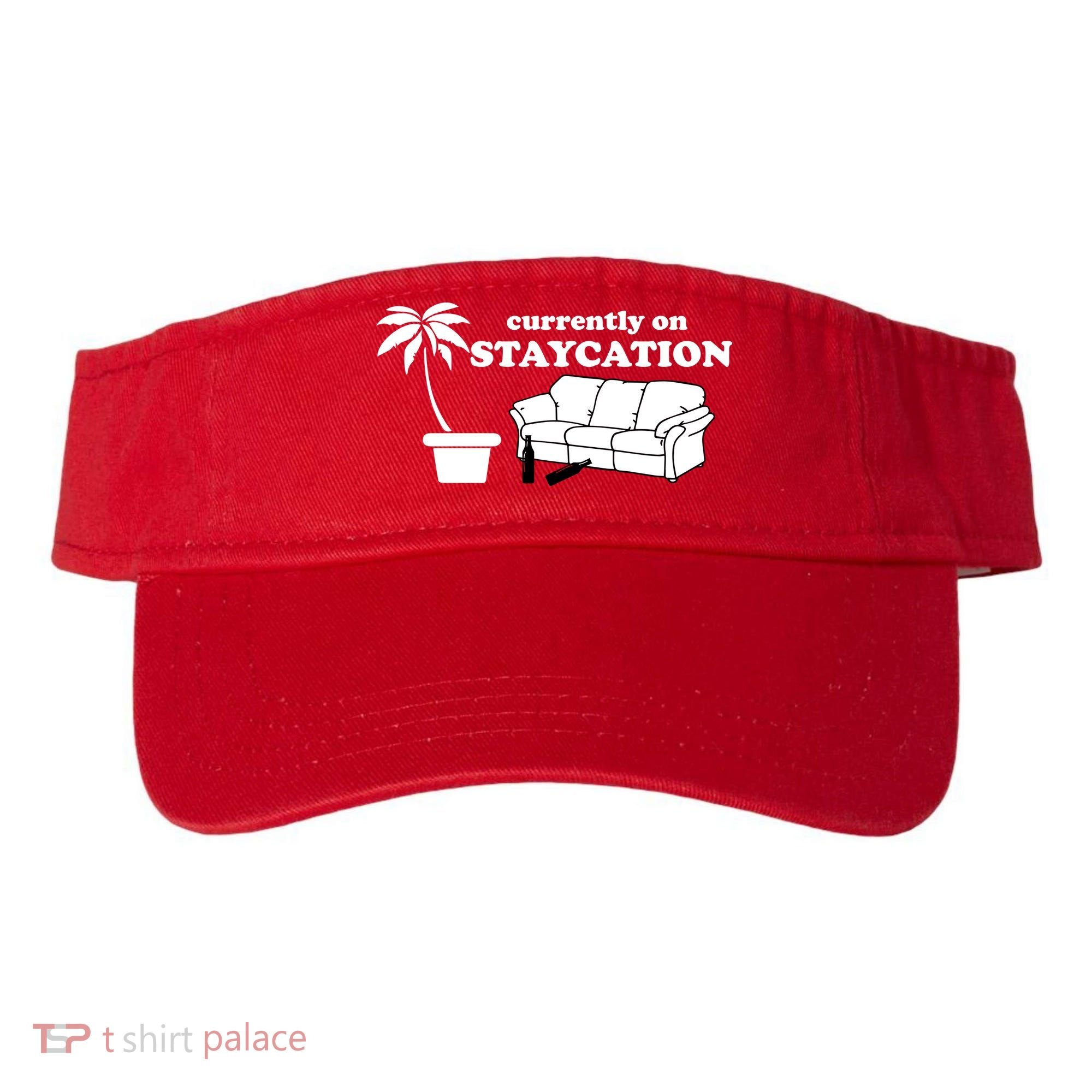 Currently On Staycation Funny Vacation Visor