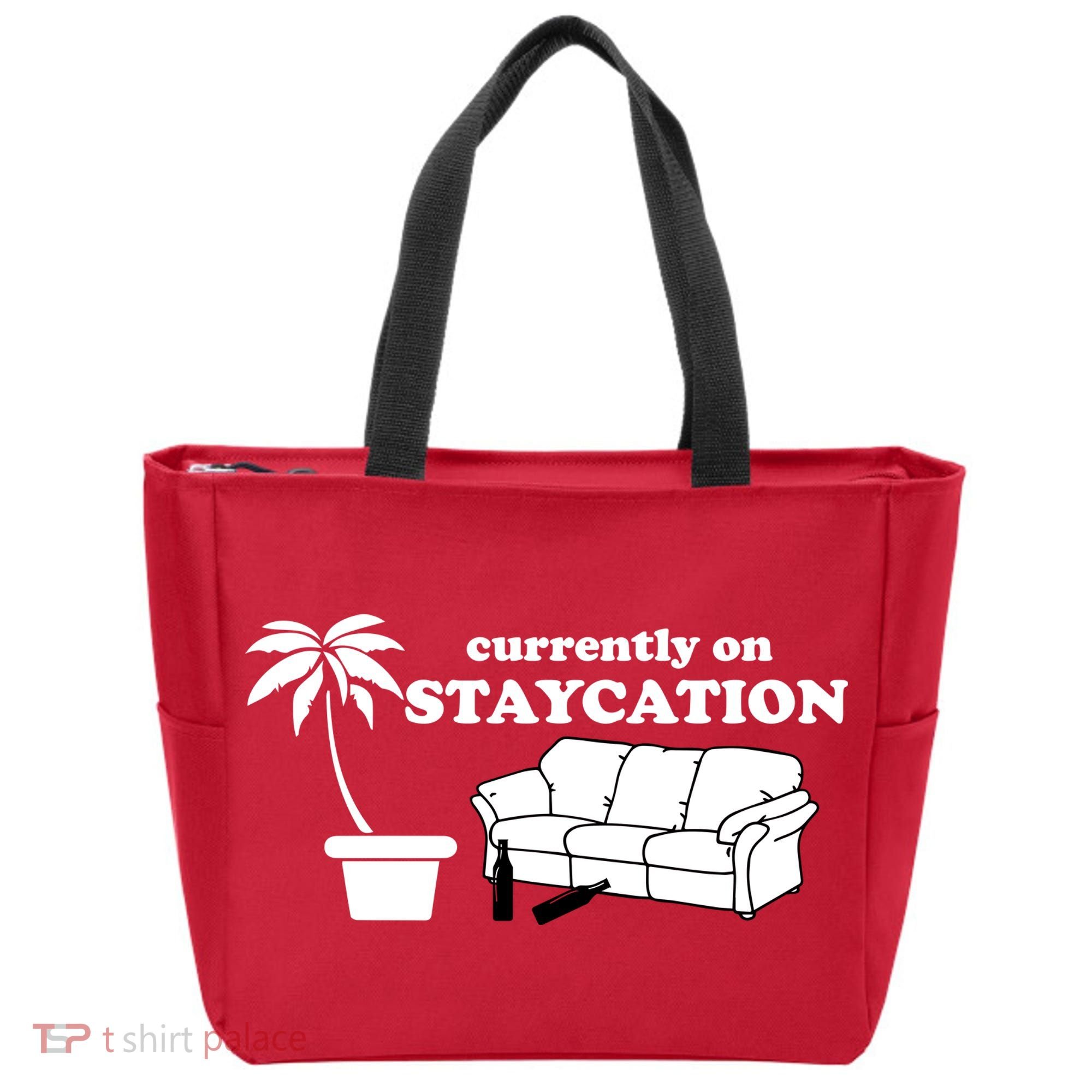 Currently On Staycation Funny Vacation Tote Bag