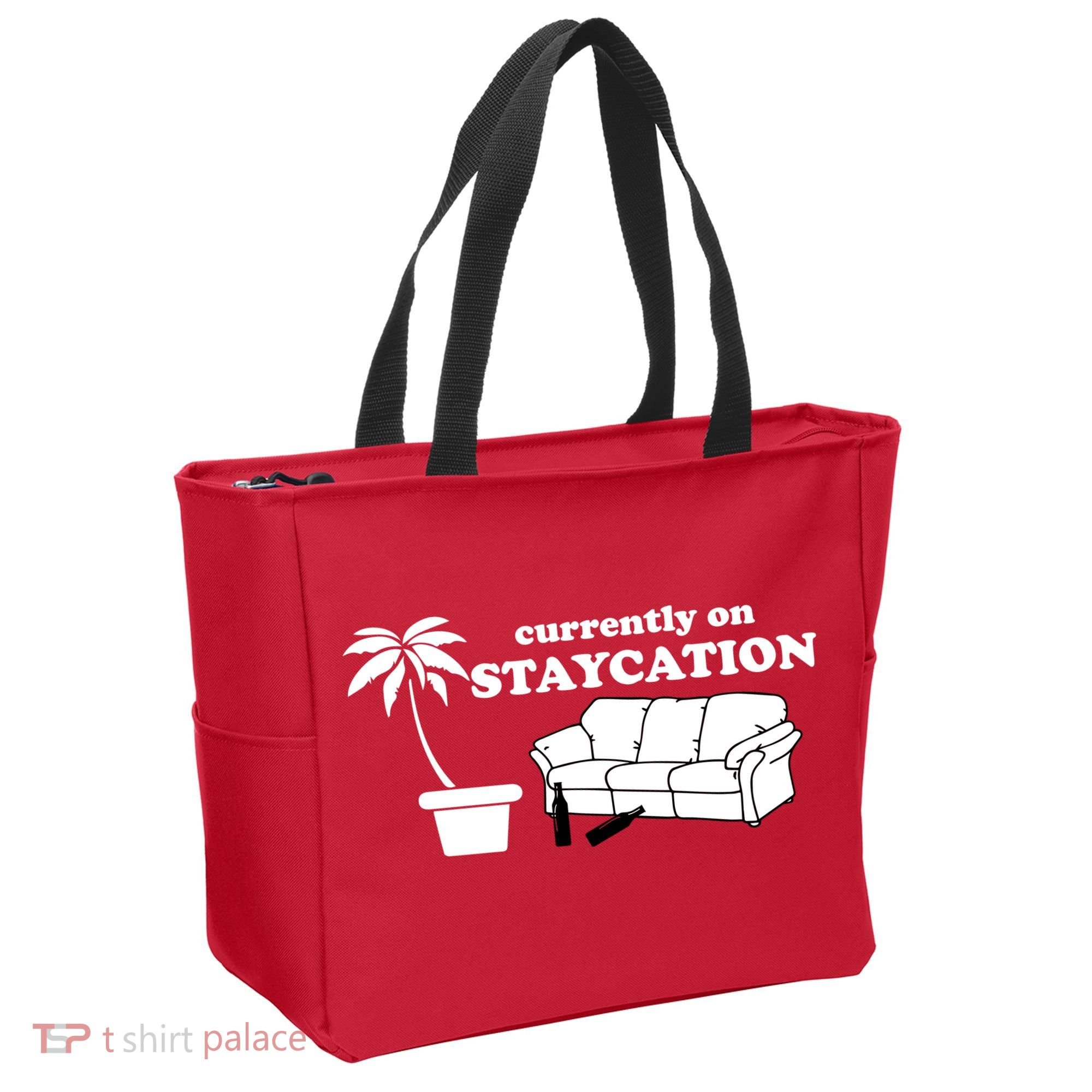 Currently On Staycation Funny Vacation Tote Bag