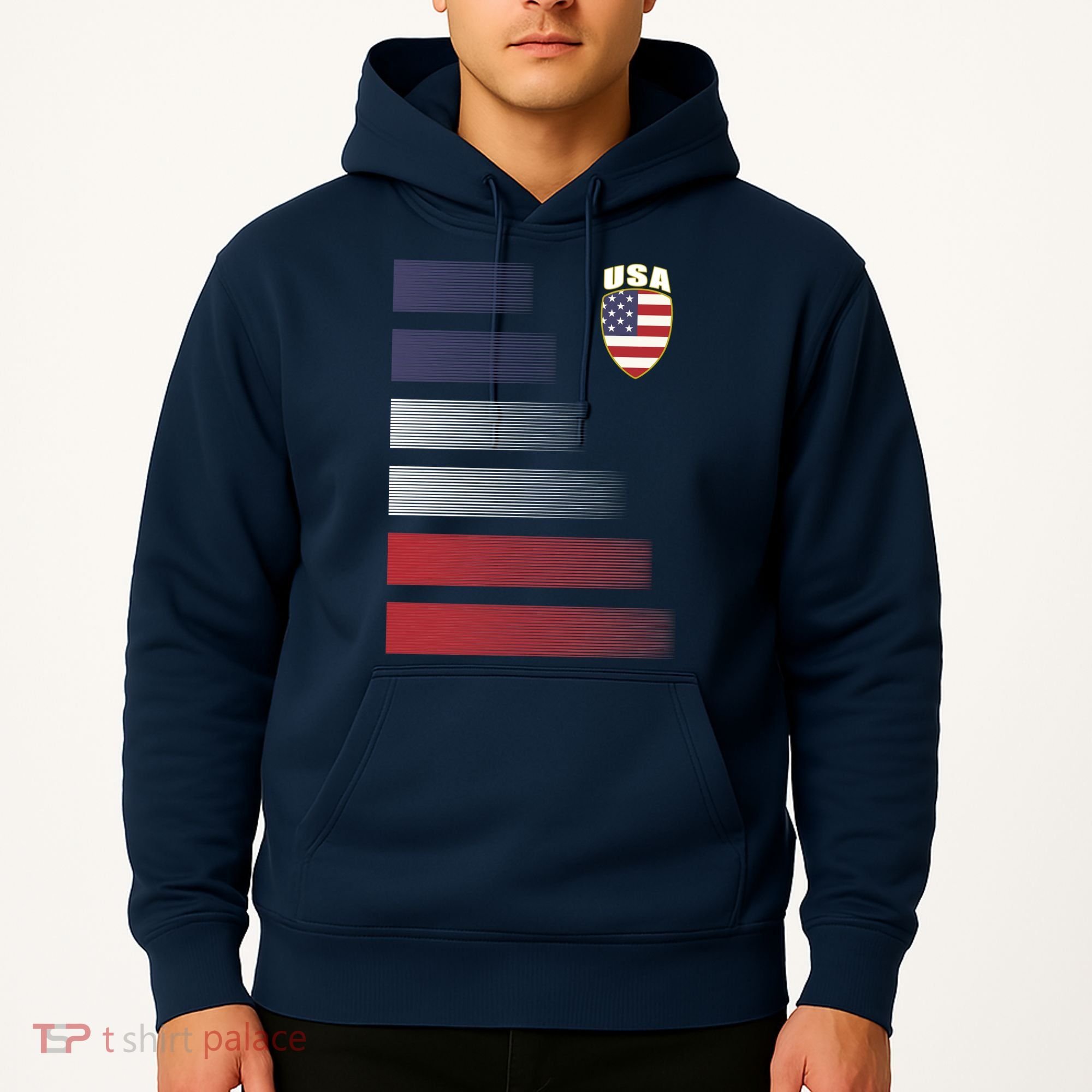 Cool USA Soccer Jersey Stripes Hoodie
