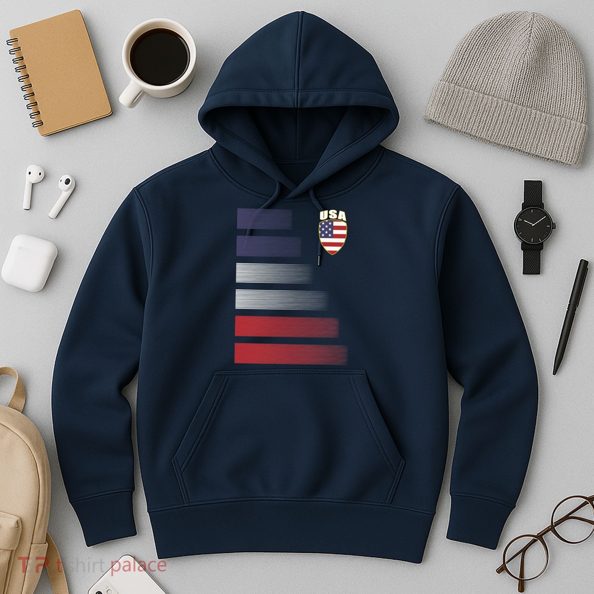 Cool USA Soccer Jersey Stripes Hoodie