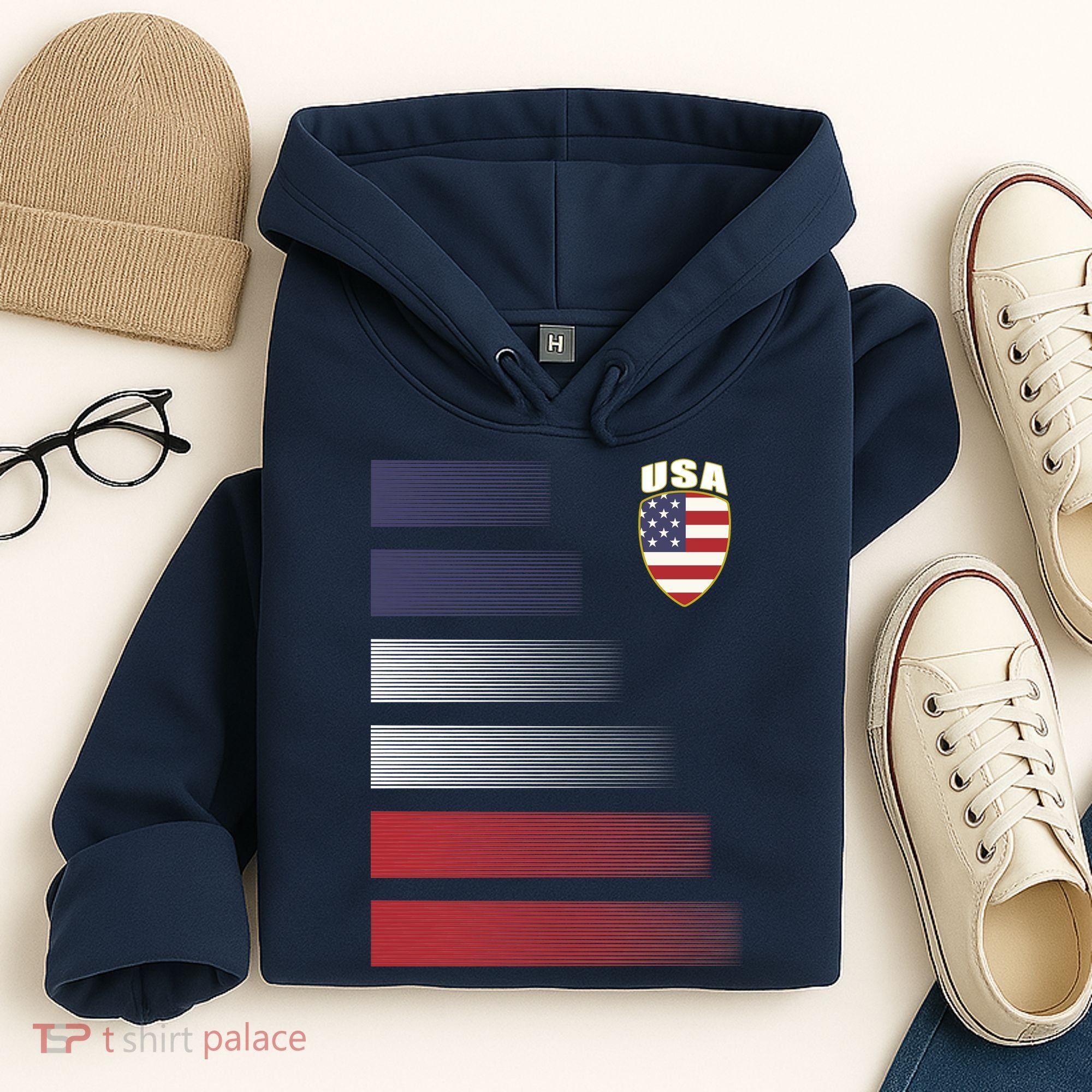 Cool USA Soccer Jersey Stripes Hoodie