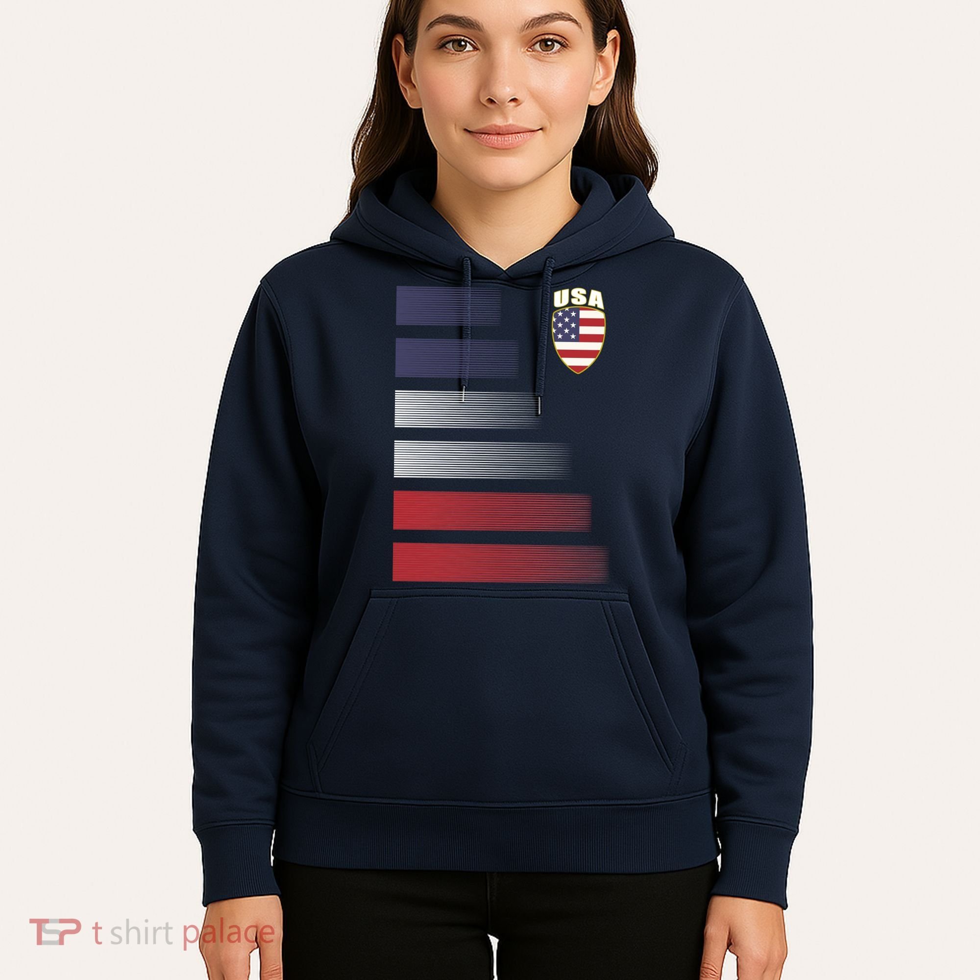 Cool USA Soccer Jersey Stripes Hoodie
