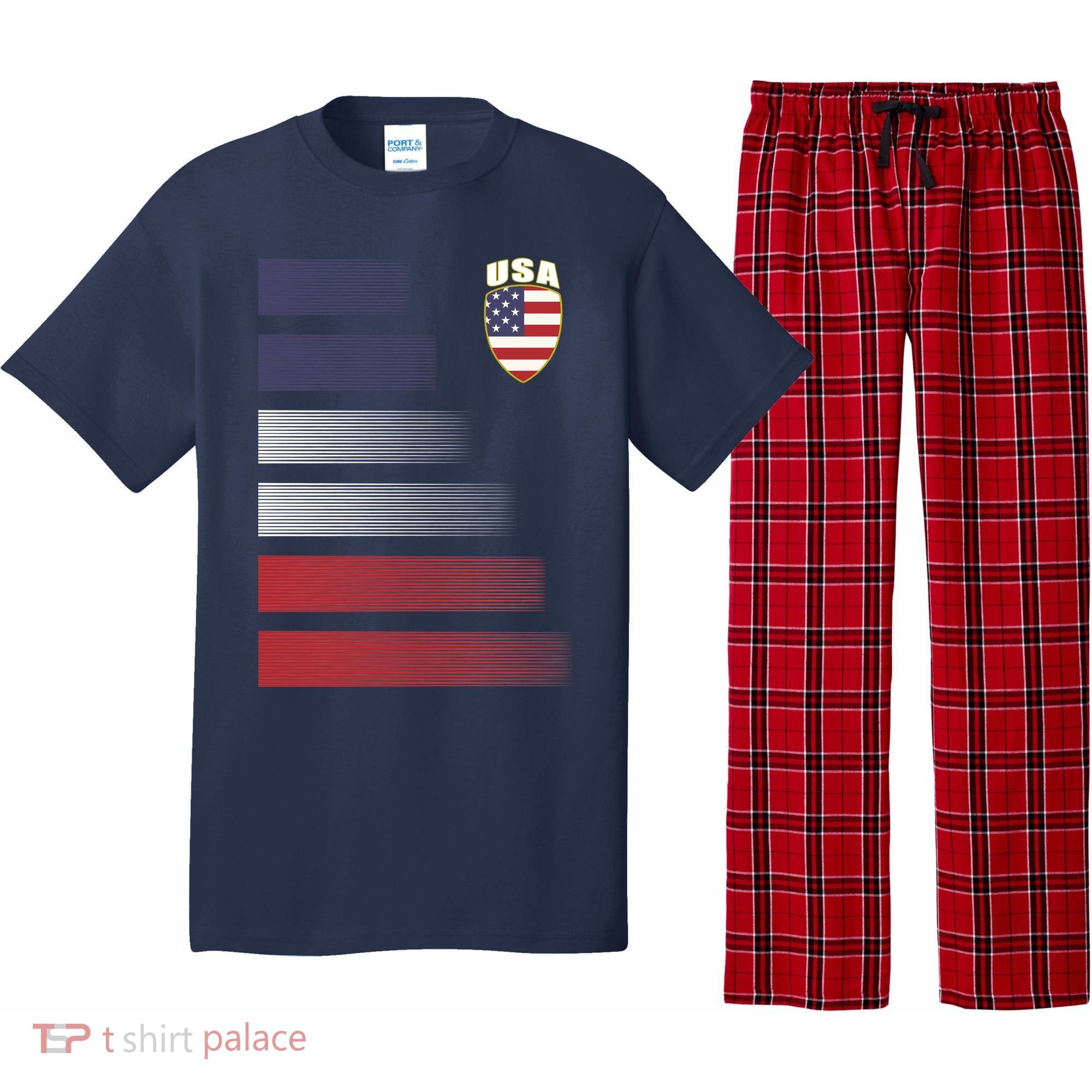 Cool USA Soccer Jersey Stripes Pajama Set