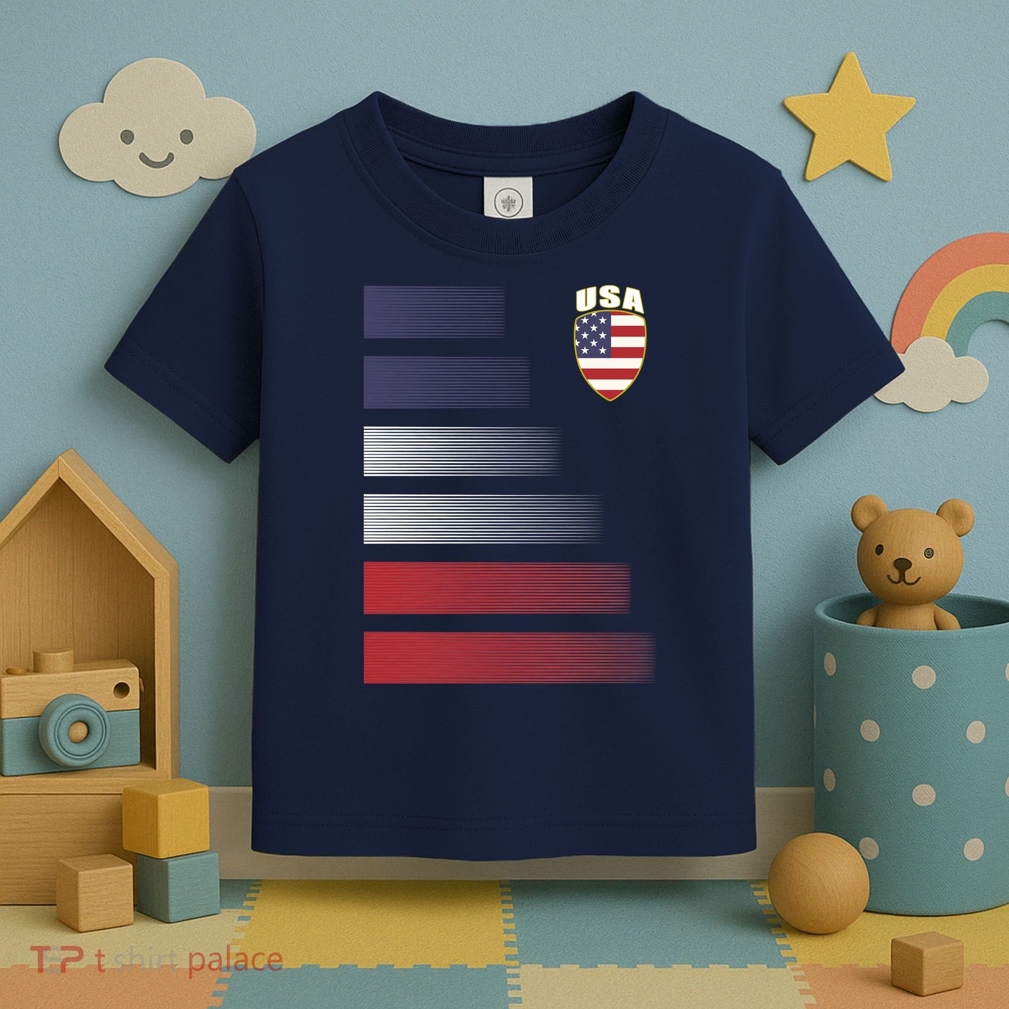 Cool USA Soccer Jersey Stripes Toddler T-Shirt