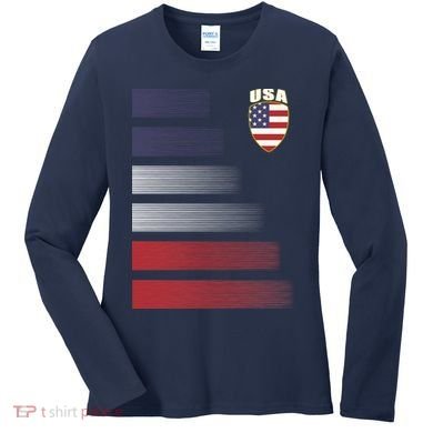 Cool USA Soccer Jersey Stripes Women's Long Sleeve Shirt