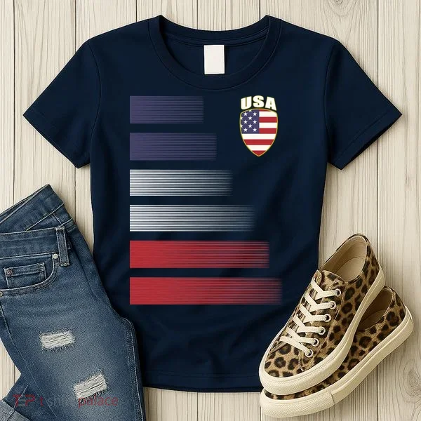 Cool USA Soccer Jersey Stripes Women's T-Shirt