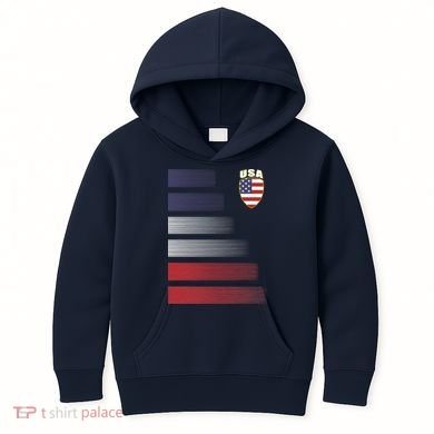 Cool USA Soccer Jersey Stripes Kids Hoodie