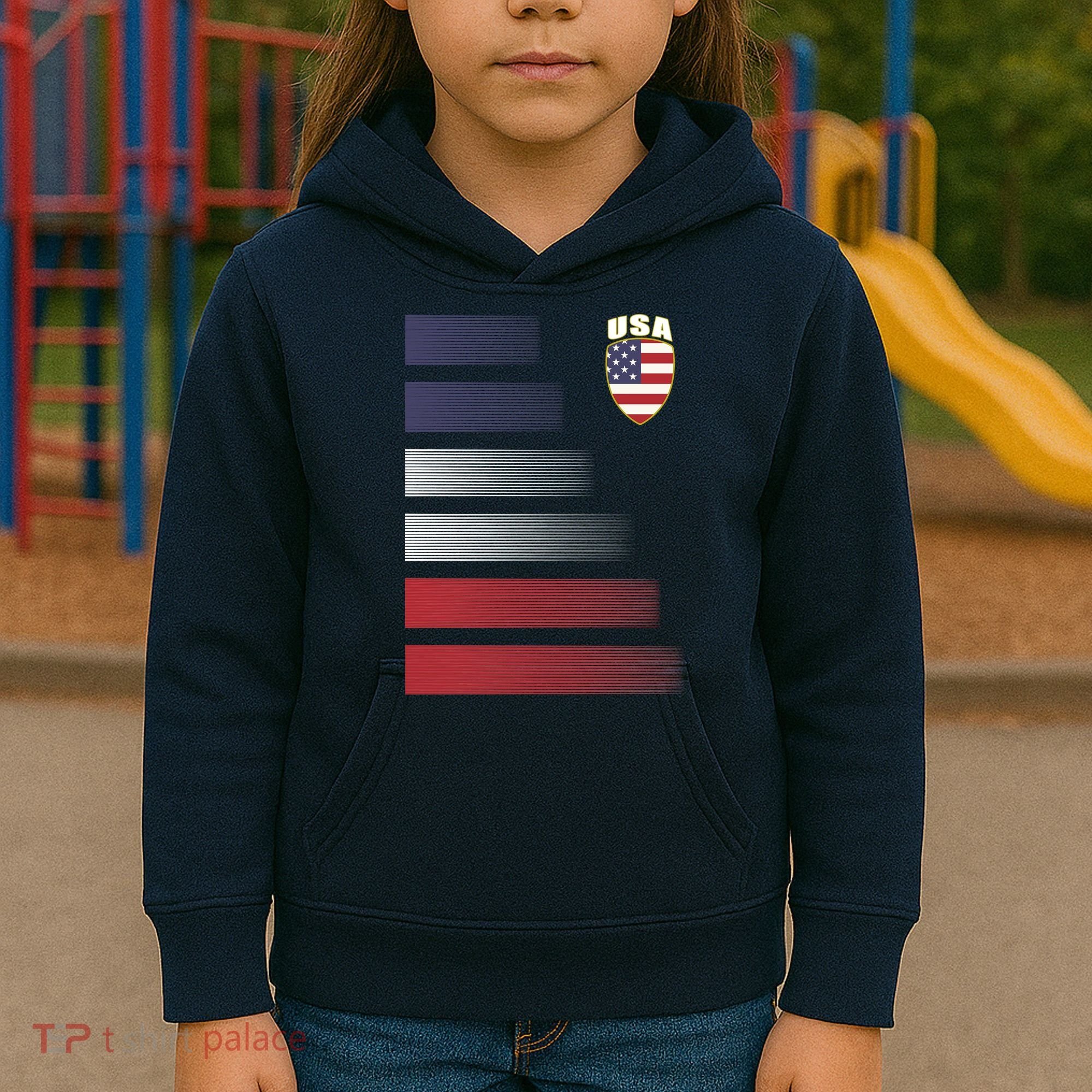Cool USA Soccer Jersey Stripes Kids Hoodie