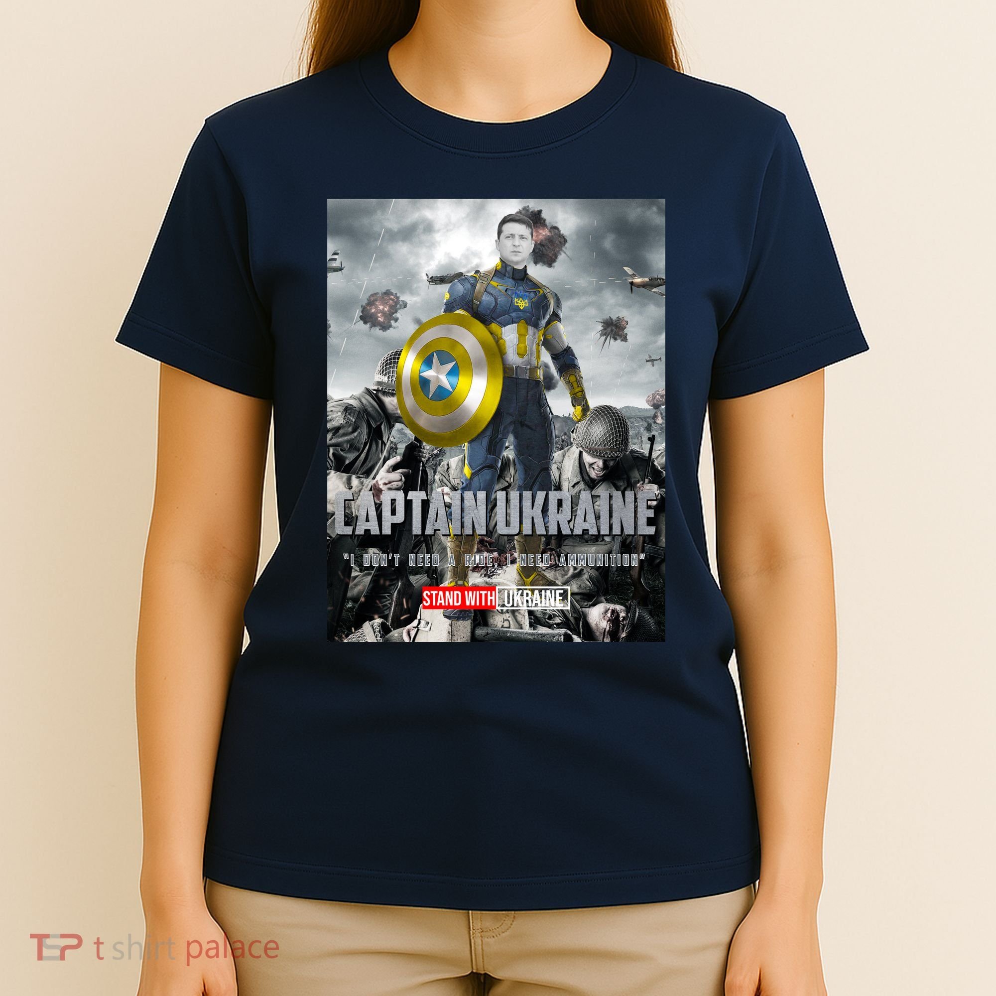 Captain Ukraine Stand With Zelenskyy I Dont Need A Ride Ammo Army T-Shirt