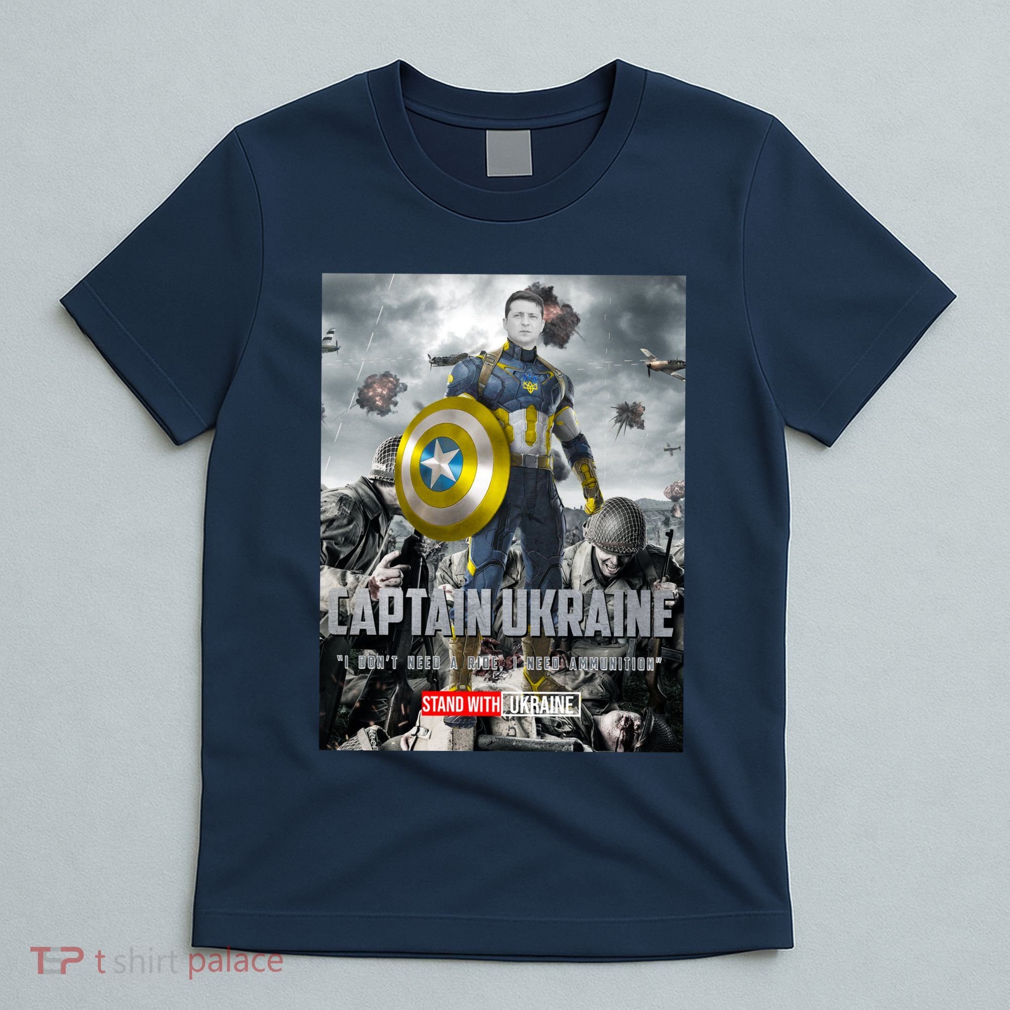 Captain Ukraine Stand With Zelenskyy I Dont Need A Ride Ammo Army T-Shirt