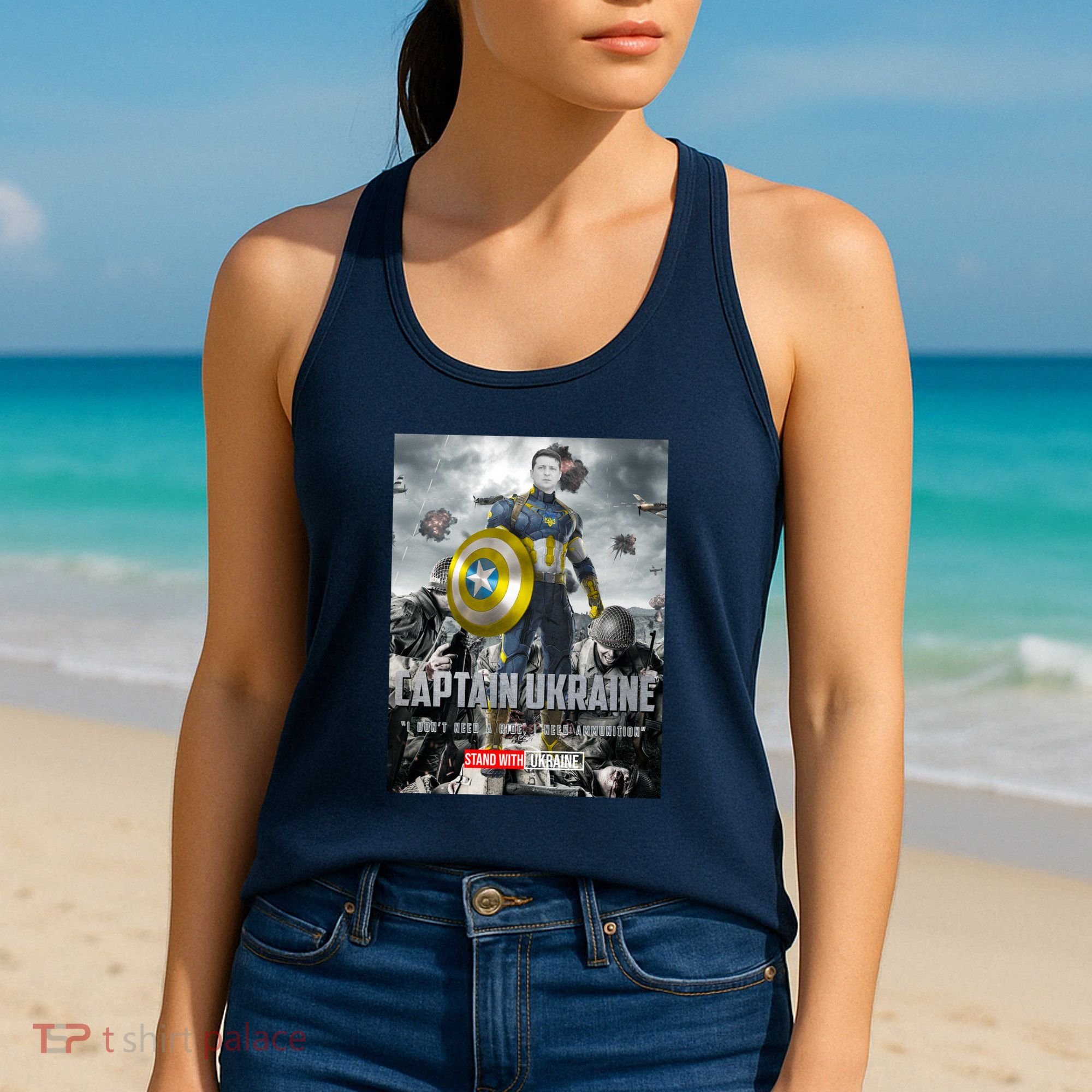 Captain Ukraine Stand With Zelenskyy I Dont Need A Ride Ammo Army Women's Tank Top