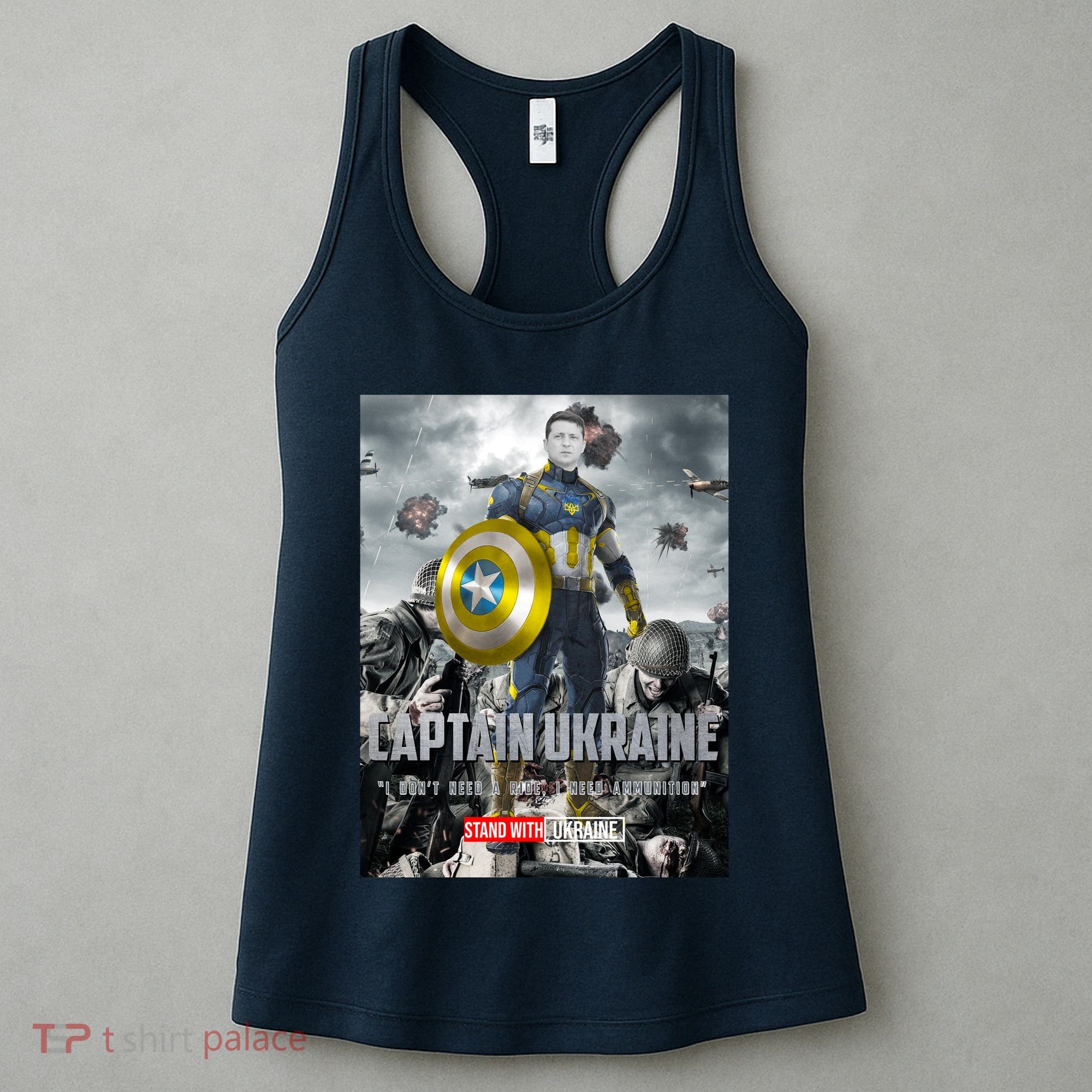 Captain Ukraine Stand With Zelenskyy I Dont Need A Ride Ammo Army Women's Tank Top
