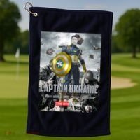 Captain Ukraine Stand With Zelenskyy I Dont Need A Ride Ammo Army Golf Towel thumb 1