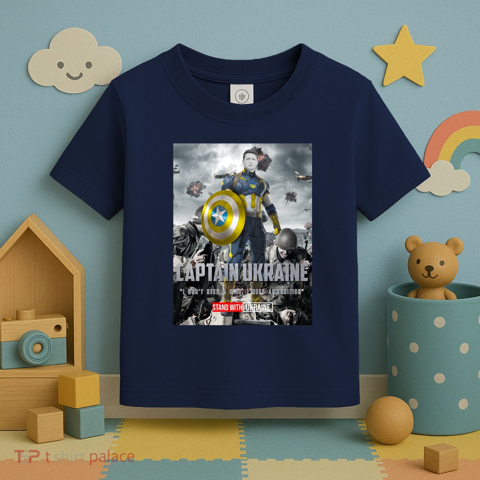 Captain Ukraine Stand With Zelenskyy I Dont Need A Ride Ammo Army Toddler T-Shirt