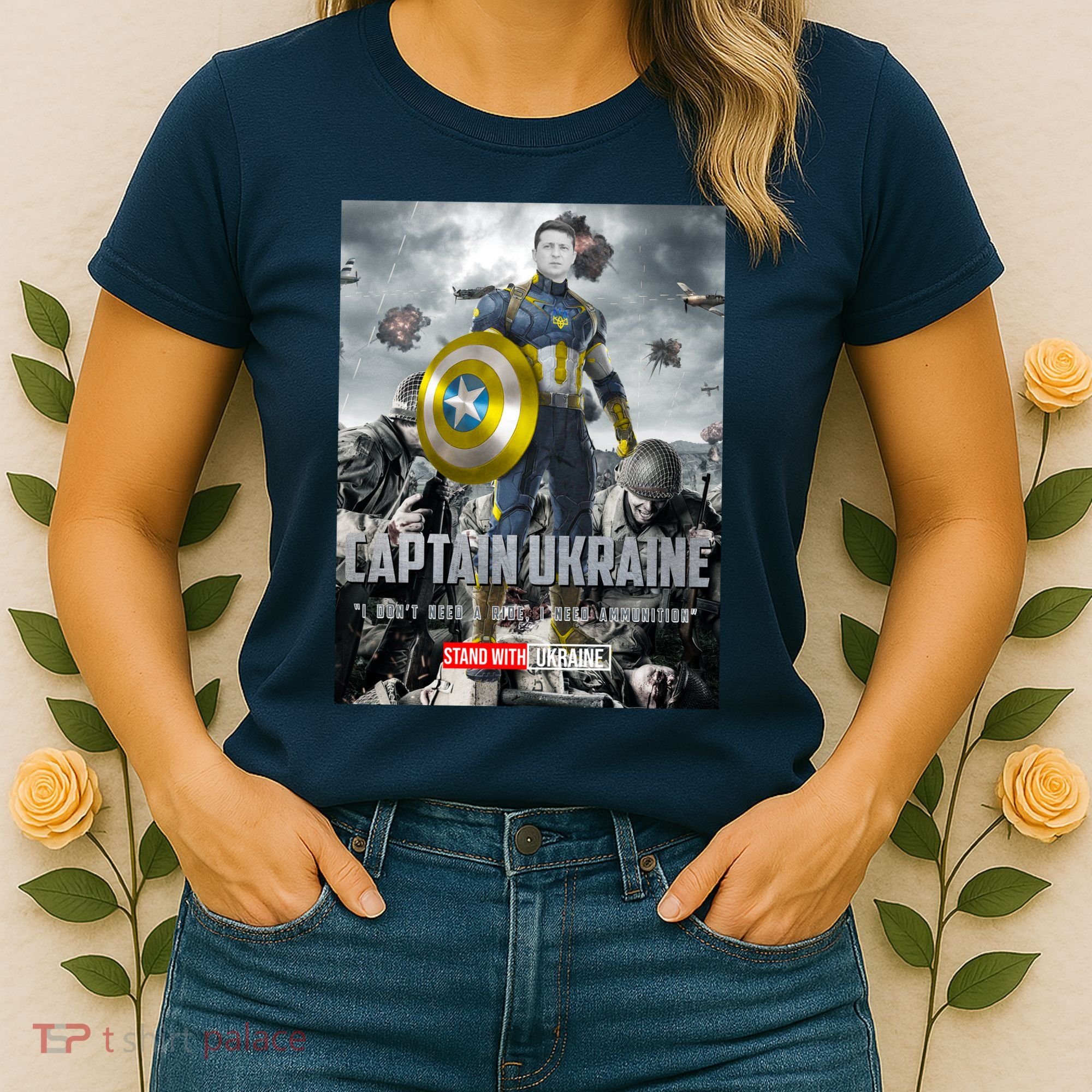 Captain Ukraine Stand With Zelenskyy I Dont Need A Ride Ammo Army Women's T-Shirt