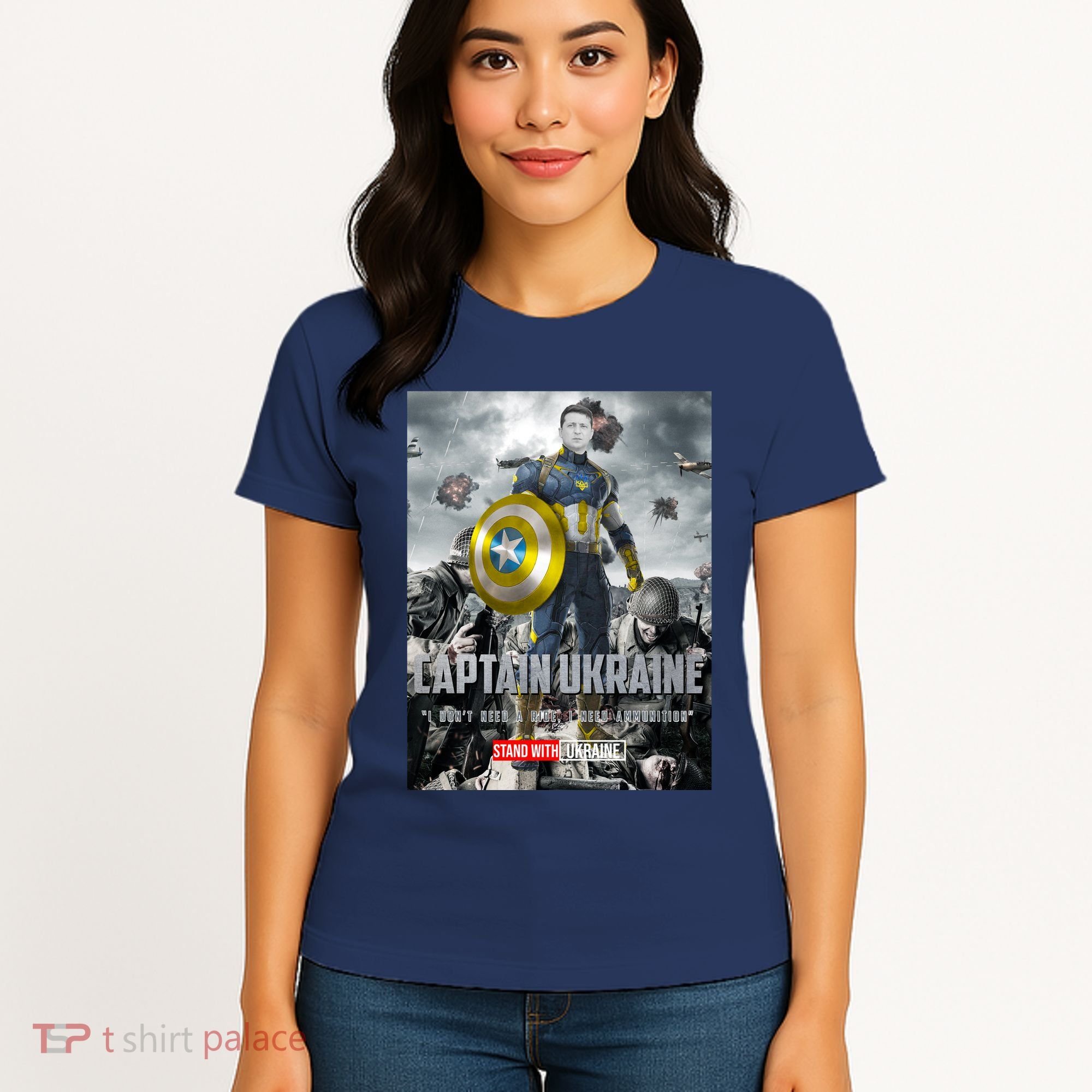 Captain Ukraine Stand With Zelenskyy I Dont Need A Ride Ammo Army Women's T-Shirt