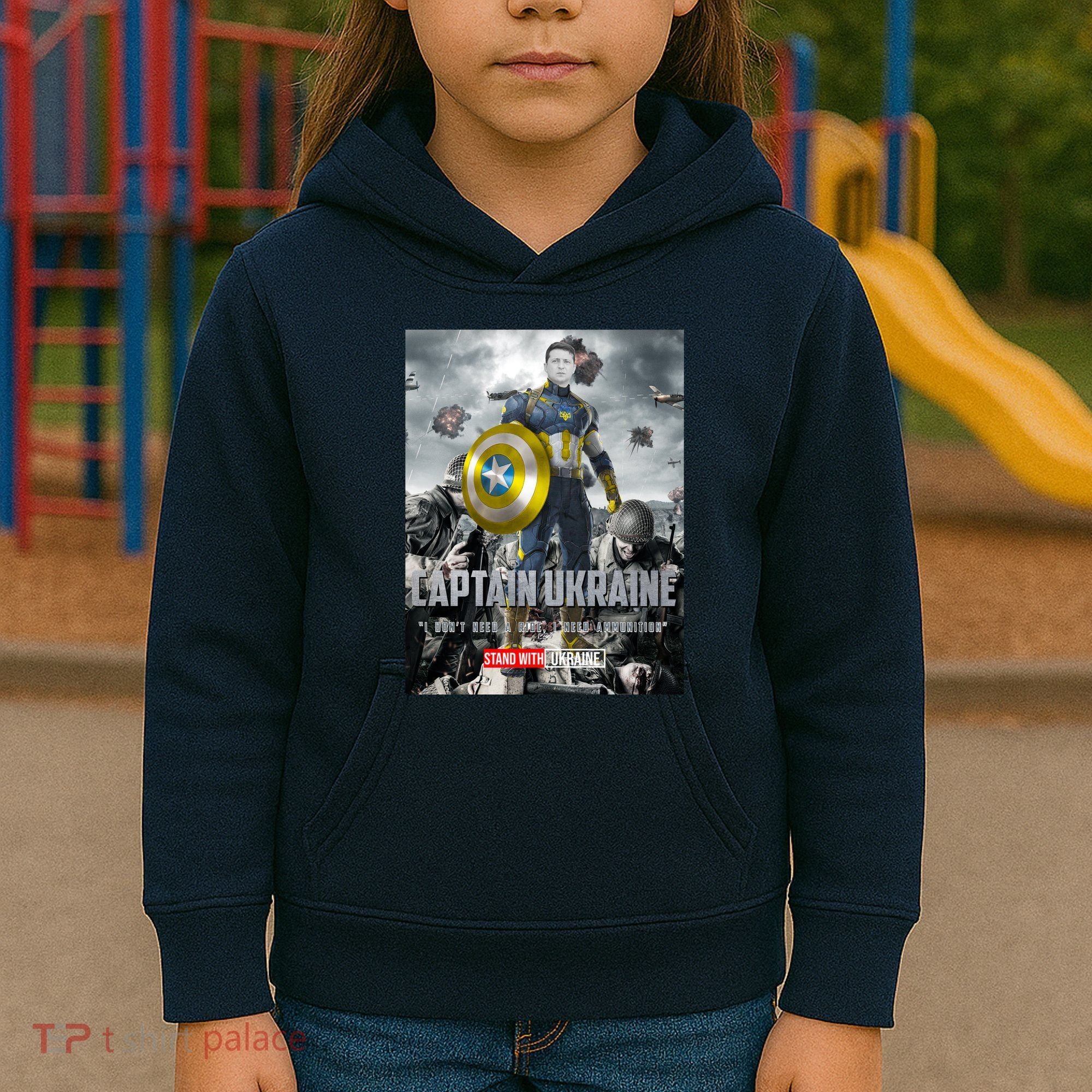 Captain Ukraine Stand With Zelenskyy I Dont Need A Ride Ammo Army Kids Hoodie