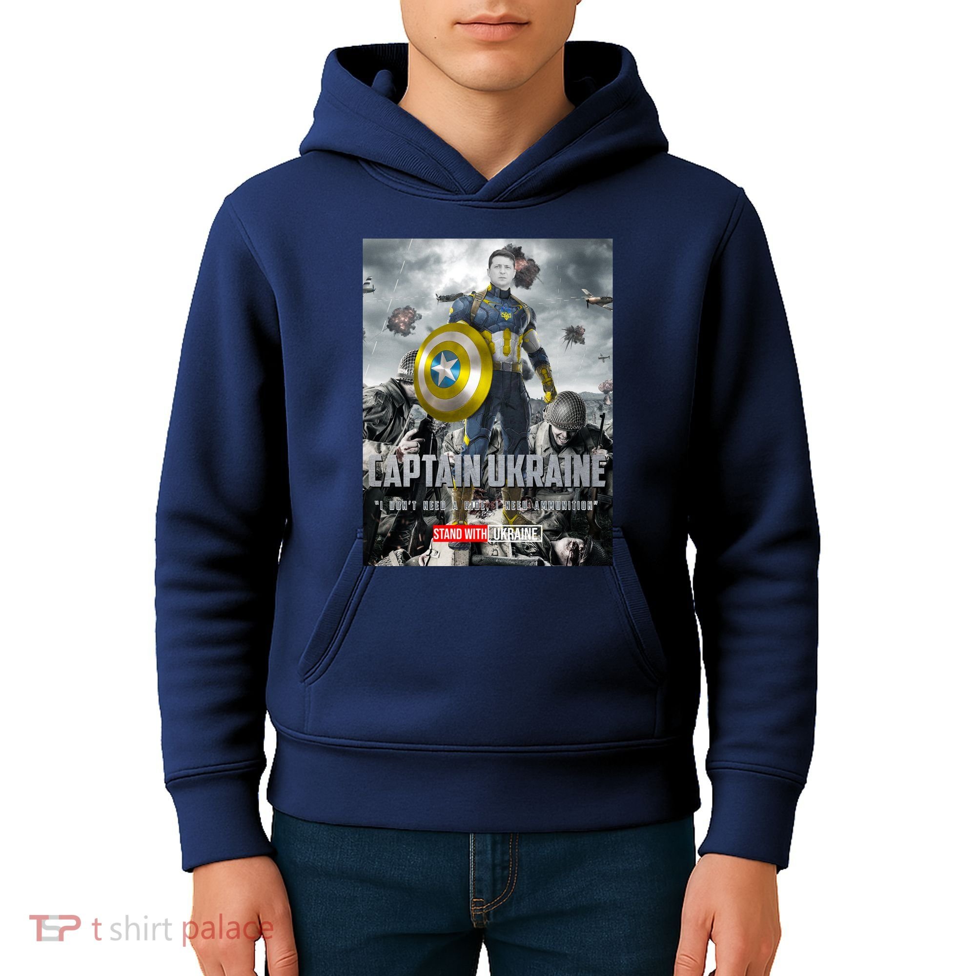 Captain Ukraine Stand With Zelenskyy I Dont Need A Ride Ammo Army Kids Hoodie